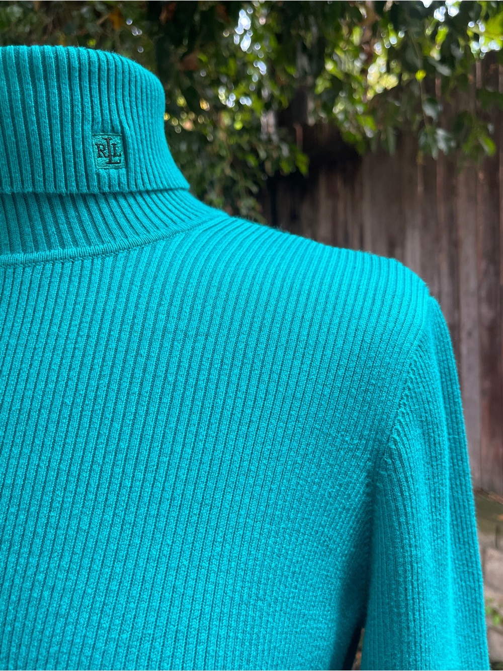 Lauren Ralph Lauren Teal Ribbed Turtleneck Sweater preppy classic minimalist XL